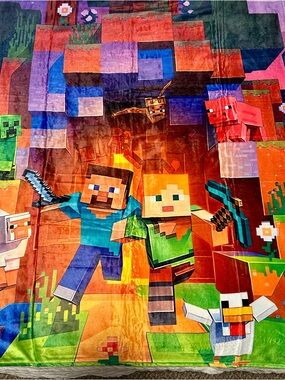 Minecraft Kids Plush Throw Blanket - Bright Multi-Color
